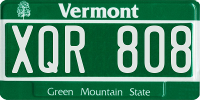 VT license plate XQR808