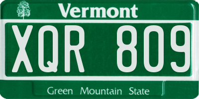VT license plate XQR809