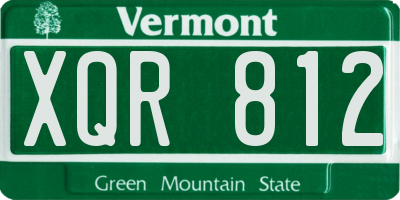 VT license plate XQR812