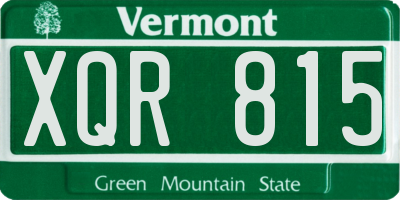 VT license plate XQR815