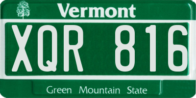 VT license plate XQR816