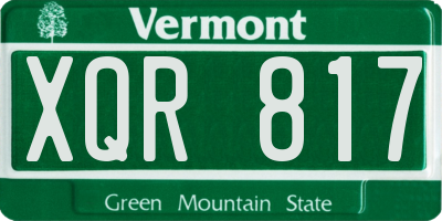 VT license plate XQR817