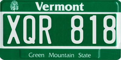 VT license plate XQR818
