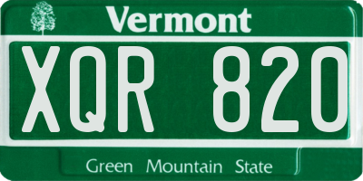 VT license plate XQR820