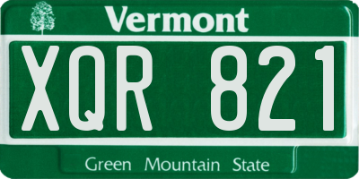 VT license plate XQR821