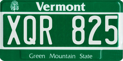 VT license plate XQR825