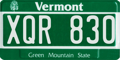 VT license plate XQR830