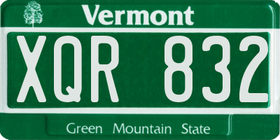 VT license plate XQR832