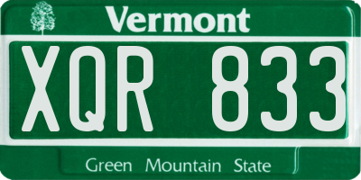 VT license plate XQR833