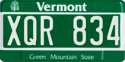 VT license plate XQR834