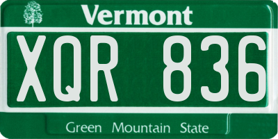 VT license plate XQR836