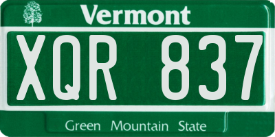 VT license plate XQR837