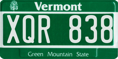 VT license plate XQR838