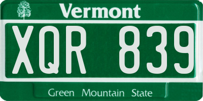 VT license plate XQR839