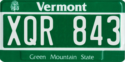 VT license plate XQR843