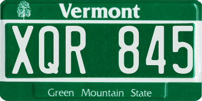 VT license plate XQR845
