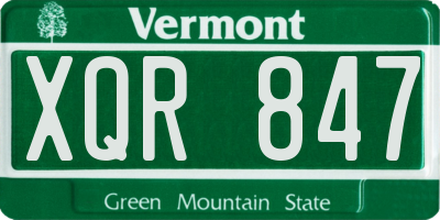 VT license plate XQR847