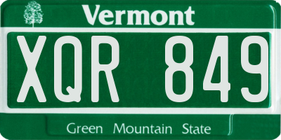 VT license plate XQR849
