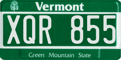 VT license plate XQR855
