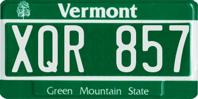 VT license plate XQR857