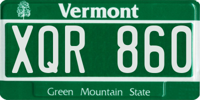 VT license plate XQR860