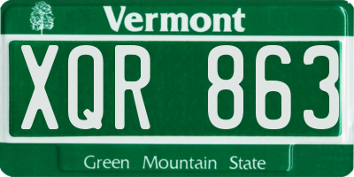 VT license plate XQR863