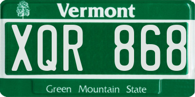 VT license plate XQR868