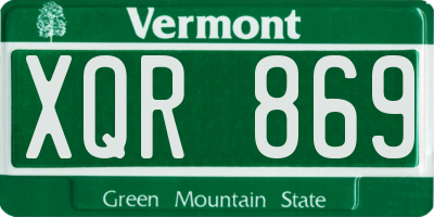 VT license plate XQR869