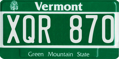VT license plate XQR870
