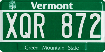 VT license plate XQR872