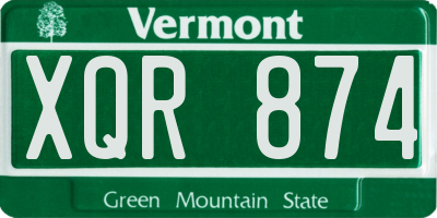 VT license plate XQR874