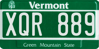 VT license plate XQR889