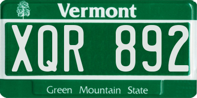 VT license plate XQR892