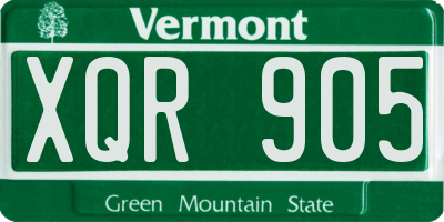 VT license plate XQR905