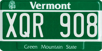 VT license plate XQR908