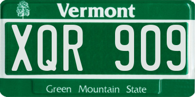 VT license plate XQR909