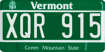 VT license plate XQR915
