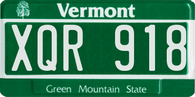 VT license plate XQR918