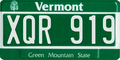 VT license plate XQR919