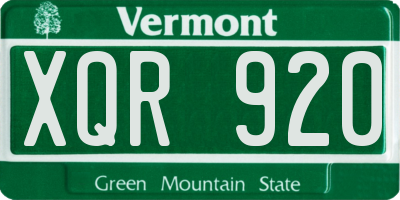 VT license plate XQR920