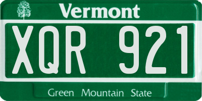 VT license plate XQR921