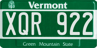 VT license plate XQR922