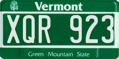 VT license plate XQR923