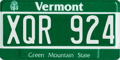 VT license plate XQR924