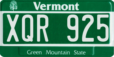 VT license plate XQR925