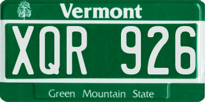 VT license plate XQR926