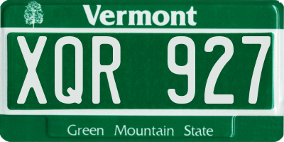 VT license plate XQR927