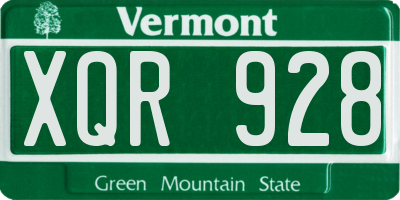 VT license plate XQR928
