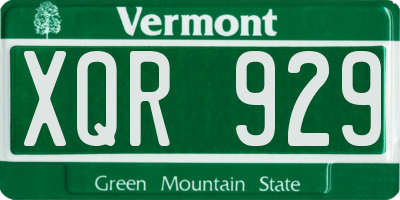 VT license plate XQR929