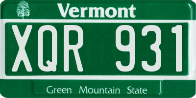 VT license plate XQR931